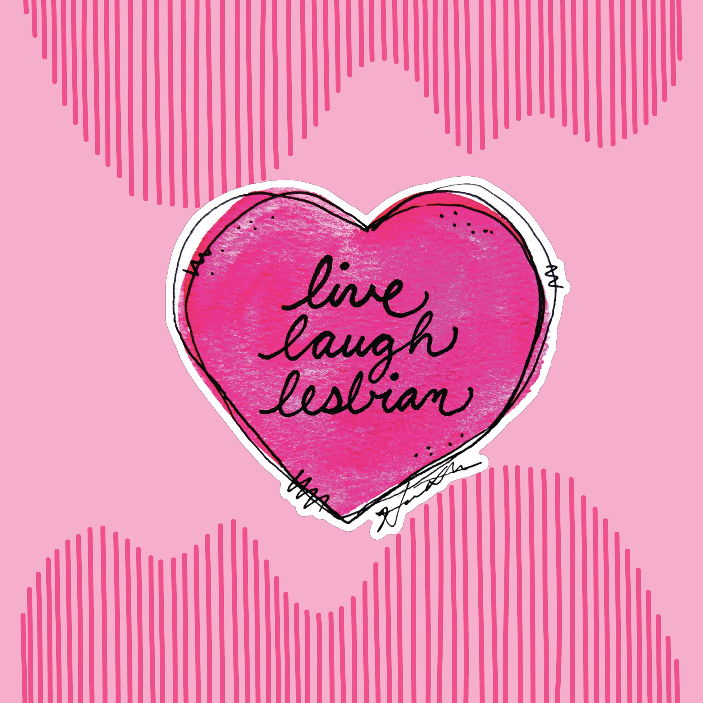 Live Laugh Lesbian Sticker Scribble Lady