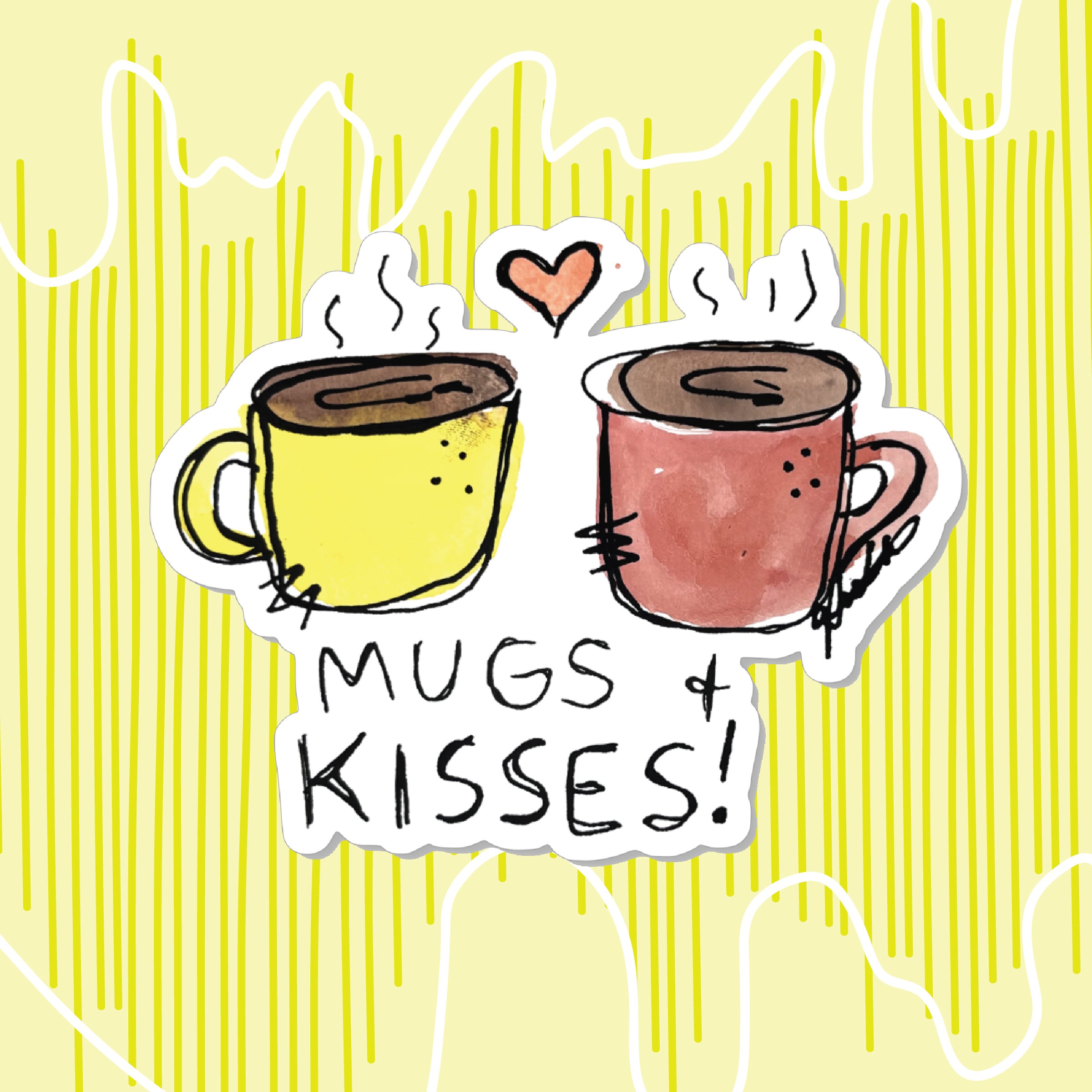 Mugs And Kisses Sticker Scribble Lady