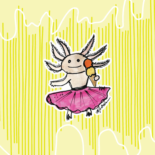 Axolotl In A Tutu Eating Ice Cream Sticker