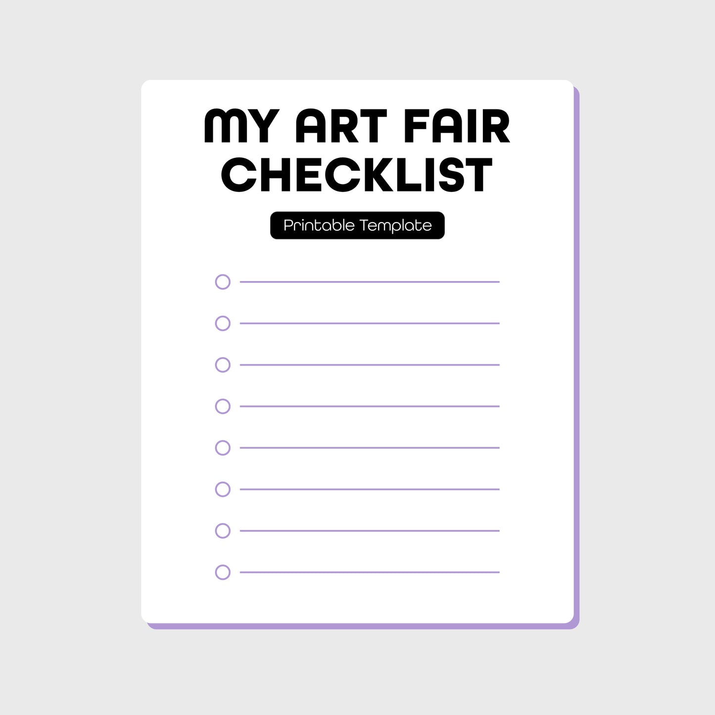 Art Fair Checklist Digital Download