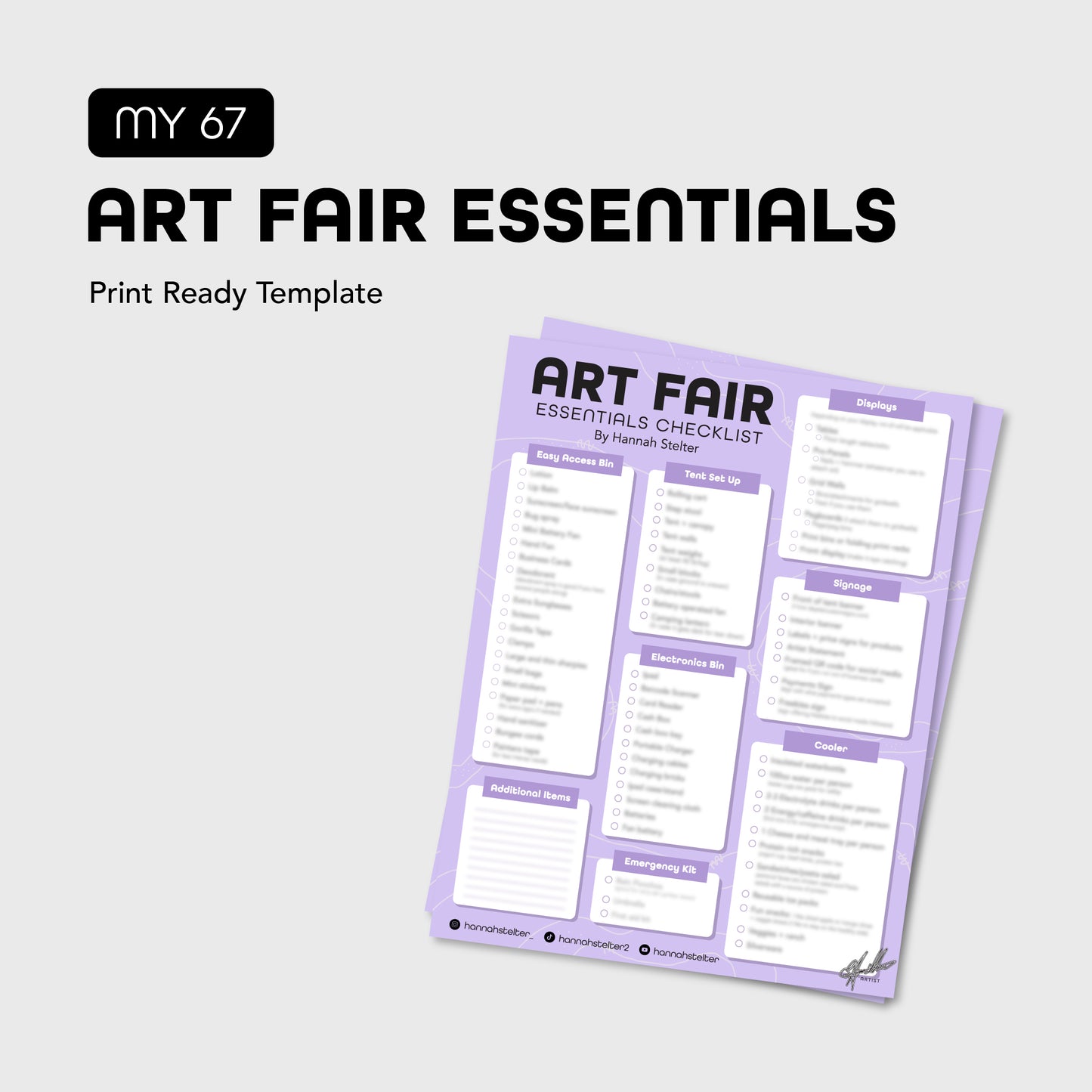 Art Fair Checklist Digital Download